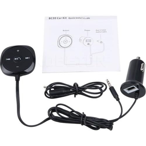 Kebidu 3.5mm AUX Audio A2DP Music Receiver Adapter Universal Bluetooth Car Kit MP3 Music Player with 5V 2.1A USB Charger for Car