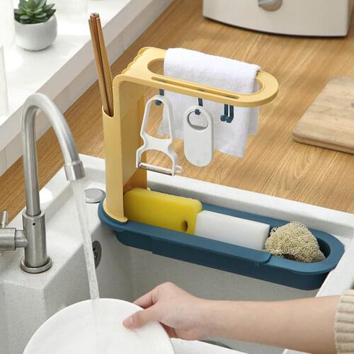 New Kitchen Telescopic Sink Rack Kitchen Drainer Rack Storage Basket Faucet Holder Adjustable Bathroom Holder Sink Kitchen Tools