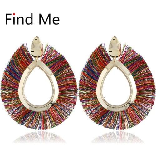 New Fashion Vintage Weaving Long tassels Drop Earrings For Women Jewelry Boho Hollow Out Circle Dangle Earrings Wholesale