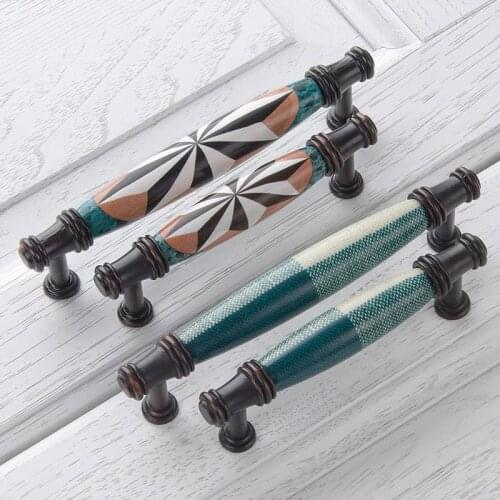 New Arrivals, Kitchen Vintage Ceramic Cabinet Pulls Shells Black Bronze Handles and Knob European Hardware Furniture Accessories