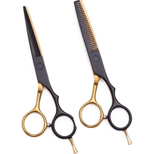 Hairdressing Scissors 5.5" JP Steel Cutting Scissors Thinning Shears Barber Shears Finger Rest Hair Scissors Engrave Logo C1029