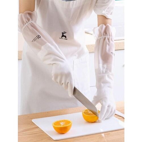 Kitchen dishwashing gloves female cleaning household durable washing clothes rubber rubber waterproof dish washing artifact