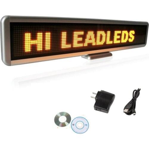 22inch SMD Programmable LED Message Sign Scroll Display Desk Advertising Board 16x128 -Yellow message