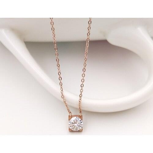 Luxury necklace women simple Zircon pendant rose gold chain necklace jewelry on the neck stainless steel fashion necklace choker