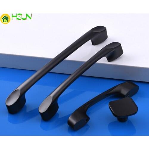 Kitchen Furniture Handle Knob Cabinet Drawer Black 64/96/128MM Hole Pull Door Cupboard Wardrobe Hot Selling Home Hardware