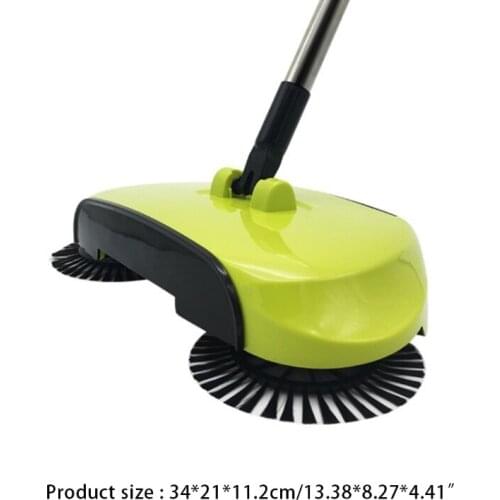 Manual Hand-Push Sweeping Machine Non-Electric Rotating Floor Mop Broom Dustpan
