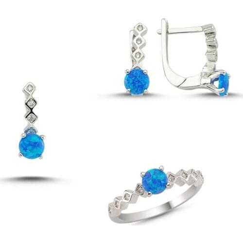 Silverlina Silver Zircon Stone Opals Set