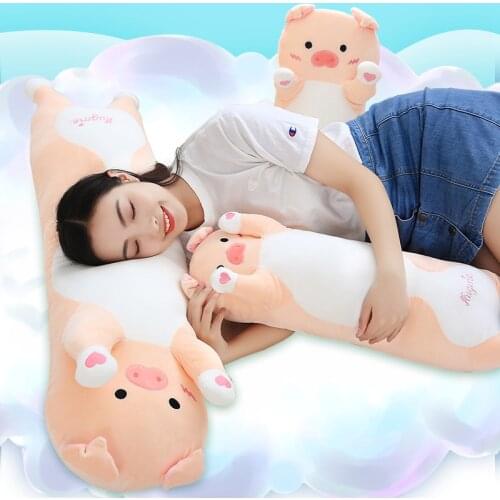 Kawaii pop cartoon pig plush pillow big stuffed anime piggy toy doll sleeping pillow for baby girl gift decoration 43inch 110cm