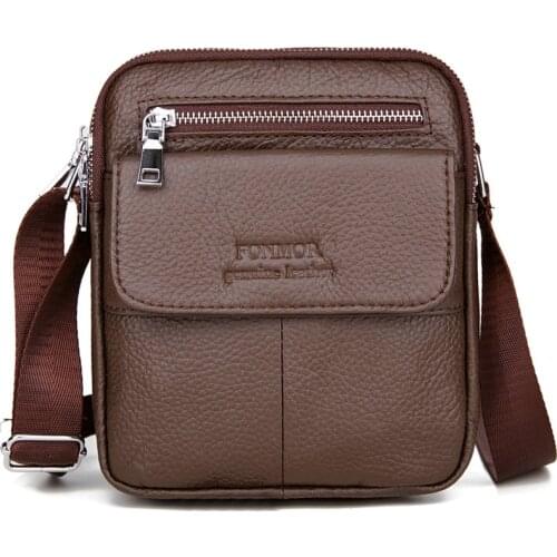 High Quality Brand Crazy Horse Leather Mens Shoulder Bag Vintage Messenger Bags Men Bolsos Male Crossbody Bags Mans Handbag