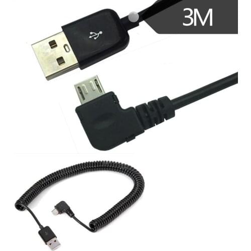 Micro USB elbow telescopic spring Android phone data cable 3 meters