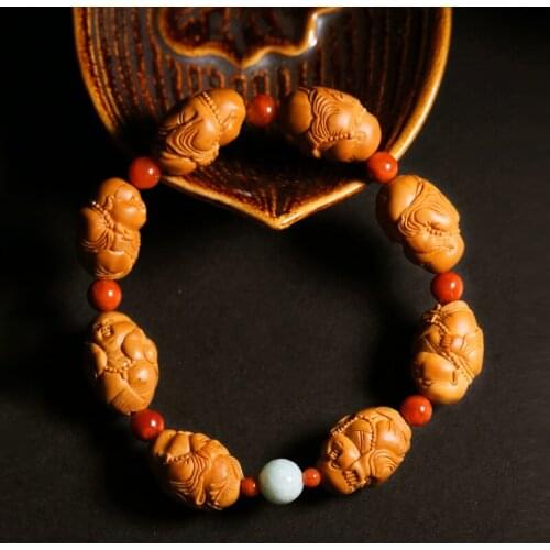 Always smiles, pure hand carving, natural accessories, men and womens Su Gong, culture and play, Buddha beads gift