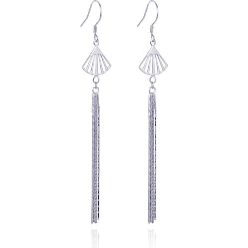 YJBR002954 New Hollow Fan Ear Jewelry Temperament Tassel Eardrop Girl Accessories S925 Sterling Silver Earrings