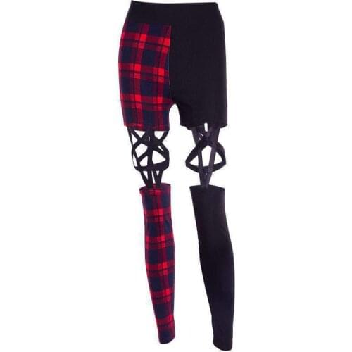 Gothic Street Super Cool Punk Double Belt Trousers Women Tight-fitting Feet Pants Thin Knee-cut Casual Pants Women