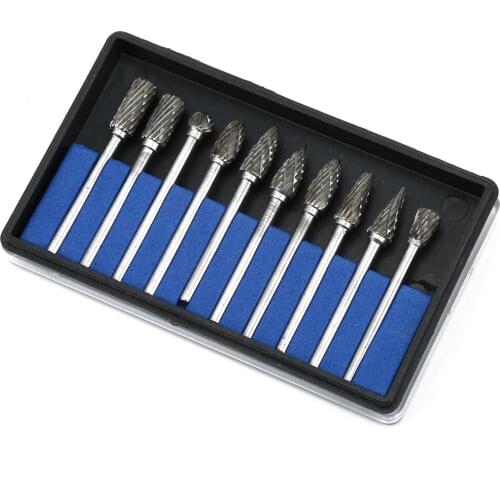 10Pcs/set Rotary Files Hob Drill Grinder Heads for Dremel Tungsten steel Carbide 3*6mm Wood Carving Engraving Bit Burr