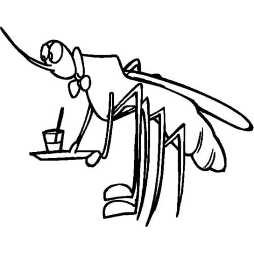 15.7CM*12.5CM Bug Mosquito Waiter With Cup Funny Vinyl Decal Lovely Car Sticker Black/Silver C19-0740