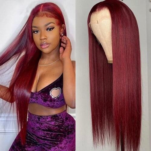 180% Burgundy Lace Front Human Hair Curly #99j Preplucked 13x4Lace Frontal Wigs For Women Brazilian Remy Curly 4x4 Closure Wig