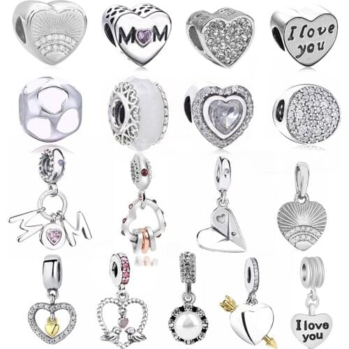 2Pcs/Lot Silver Color Charm Pendant Beads fit Brand Bracelet Necklaces For Women DIY Jewelry Accessories 2019 New