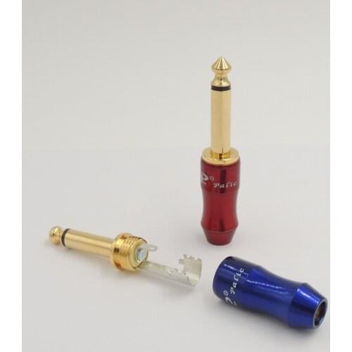 2pcs copper 6.3mm 1/4" MONO JACK PLUG audio connector soldering DIY