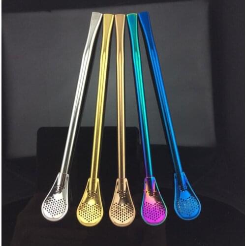 304 Stainless Steel Drinking Straw Spoon Tea Filter Washable Yerba Mate Straws Clean Brush Bombilla Gourd Reusable Tea Tools