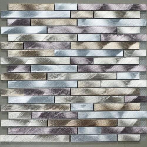 Aluminum alloy metal strip mosaic tiles HMM1001A for backsplash kitchen wall sticker bathroom floor tile free shipping