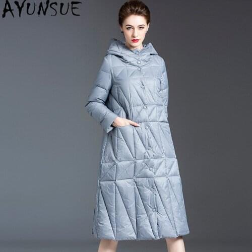 AYUNSUE White Duck Down Jacket Women 2020 Winter Coat Women Hooded Long Warm Puffer Jackets for Women Fashion Parka 20305 KJ5873