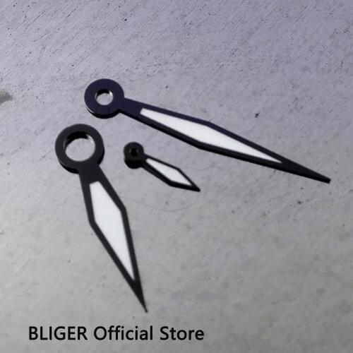 BLIGER Black edge White Color with luminous Watch Hands fit for 6497 6498 ST36 Series Hand-Winding Movement 44MM Case H5