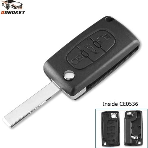 Dandkey CE0536 Folding Flip Remote Key Shell 3 Button HU83 Blade For Peugeot 107 207 307 307S 308 407 607 Cover key shell