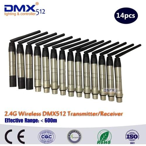 DHL Fast Free Shipping XLR Wireless DMX Transmitter/Receiver 14pcs/lot