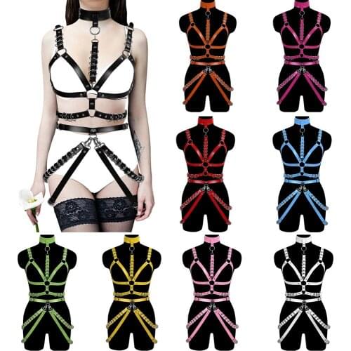Erotic Accessories PU Leather Harness Woman Goth Punk Harajuku Garters Suspender Cage Bra Belt Sexy Bdsm Lingerie Festival Rave