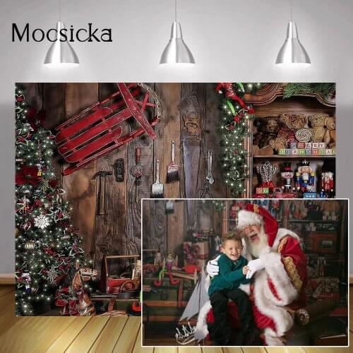 Winter Toys Room Kids Birthday Background Indoor Christmas Trees Portrait Photo Backdrop Gifts Bears Family Party Decorations