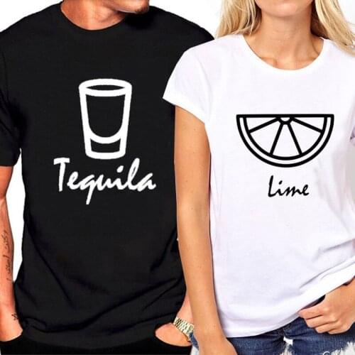 Letter Print Couple T-shirt Summer Tops Casual Tshirt Couple Clothes WomenTequila Lime Funny T Shirt