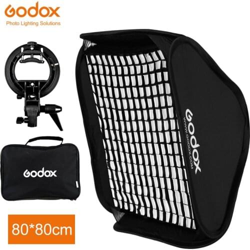 Godox Ajustable Flash Softbox Grid 80cm * 80cm + S type Bracket + Honeycomb Grid Mount Kit for Flash Speedlite Studio Shooting