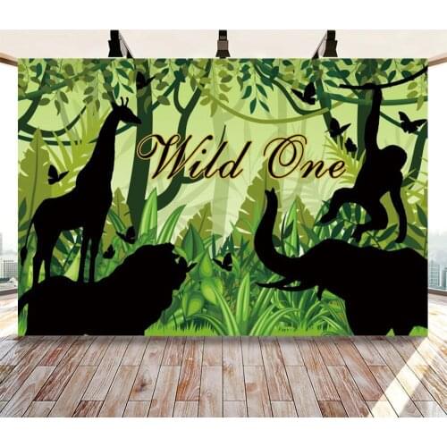 Wild One Backdrop Animal Shadow 1st Birthday Party Background Photography Child Kids Birthday Party Bannner Backdrops
