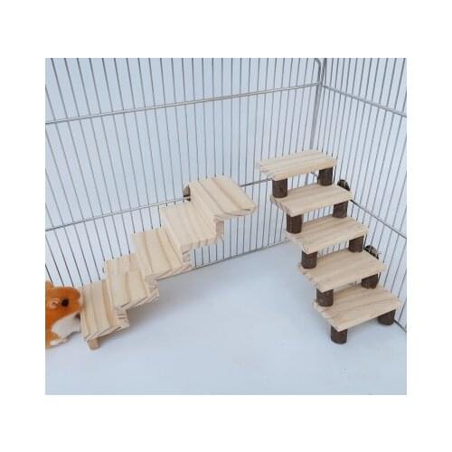 Hamster Toys Parrot Springboard Climbing Ladder Hamster Wooden Ladder Toy Log Stairs Pet Toy Hamsters Guinea Pig Accessories