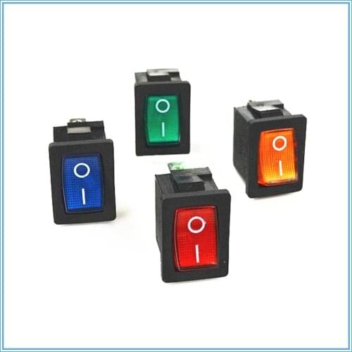 KCD1 Red Blue Black Yellow Green Button On-Off 3Pin DPST Car Rocker Switch 6A/10A 250V/125VAC