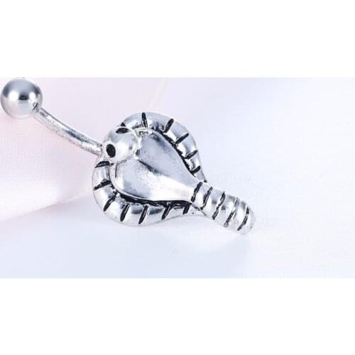 Cxwind Stainless Steel Cobra Snake Piercing Navel Belly Rings for Women Girls Fashion Belly Button Animal Ring Sexy Body Jewelry