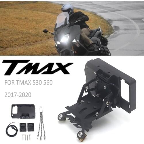 For YAMAHA TMAX T-MAX 530 560 2017- Motorcycle Windscreen Navigation Bracket USB Wireless Charging Mobile Phone Mounting Holder