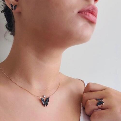 Black showy butterfly wings Set with