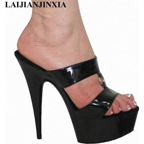 LAIJIANJINXIA New Summer Ultra 15CM High Heels Platform Sexy Night Club Party Slippers Dancing Shoes Women Pole Dance Shoes