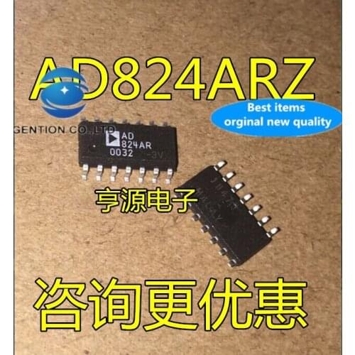 5PCS Four operational amplifier chip AD824 AD824AR AD824ARZ SOP-14 in stock 100% new and original