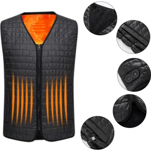 Heated Jacket Vest USB Men Winter Thermal Heated Sleevless Jacket Travel Outdoor Waistcoat For Hiking Skiing Hunting Fishing