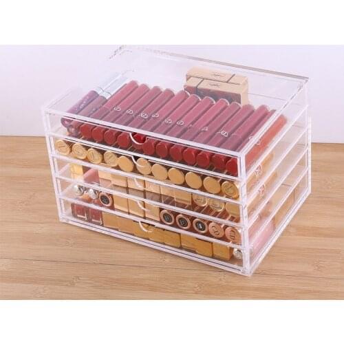 2018 NEW Cosmetic Organizer 2-layer Drawers Desk Jewelry Organizer Acrylic Lipstick Makeup Organizer Arrangement Storage Box