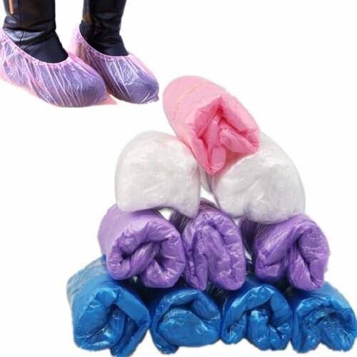 100/300 Pcs Disposable Plastic Rain Shoe Covers Thickened Shoe Covers Plastic PE Color Waterproof And Dustproof Household