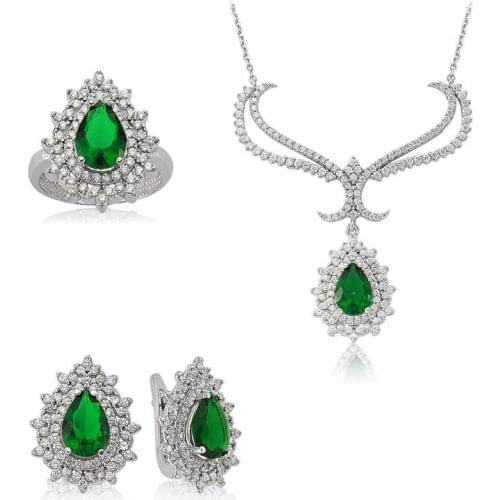 Original silver , Green Stone Set ,Most Special Jewelry Sets Suitable and Quality Products Types