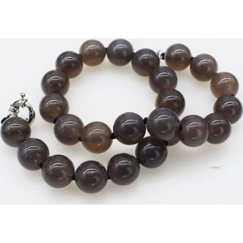 GRAY AGATE round 8/10/12/14/16mm necklace47cm Wholesale for women xmas gift