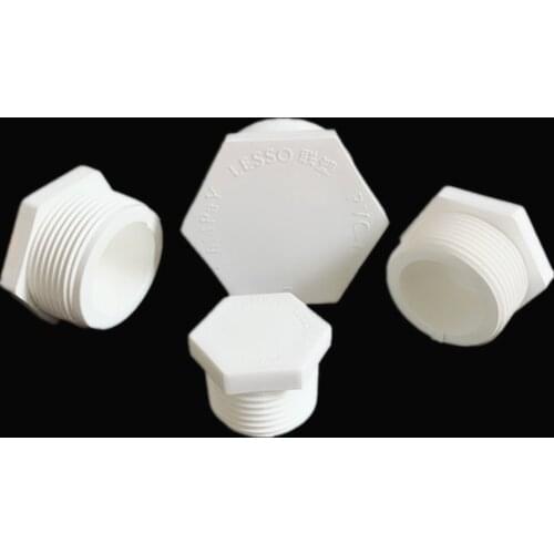 UPVC 1/2" 3/4" 1" Male Thread Plastic Pipe Hex Head Plastic End Cap Plug Fitting Plastic Connector Adapter