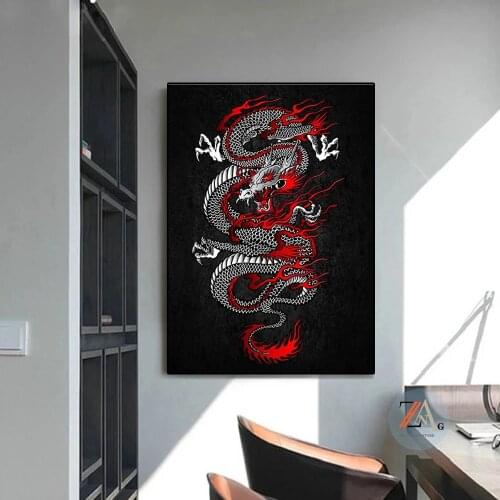 Anime Poster Chinese Dragon Canvas Painting Wall Painting Living Room Home Decoration Printing Printmaking Teen Room Decoration