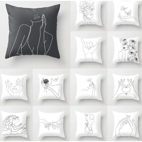 Simple Black White Geometric Pillowcase 45*45cm Waist Cushion Cover For Living Room Sofa Throw Pillows Covers Square Pillowslip