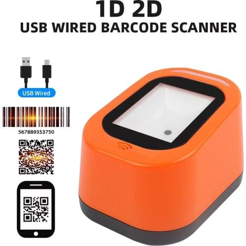 Wired Barcode Scanner USB Versatile Scanning Hands-free Scan QR Code 1D 2D Code Reader for Supermarkets Store Restaurant Cashier