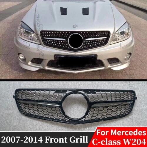 Diamond Style Grilles Front Grill For Mercedes Benz C Class W204 07 2008 2009 2010 2011 2012 2013 2014 C180 C200 C250 C300 C350